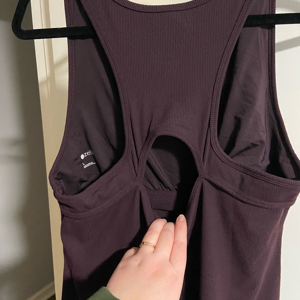 Zella Live In Cutout Rib Tank Dress, Purple Nebula, Size Large - Picture 5 of 6